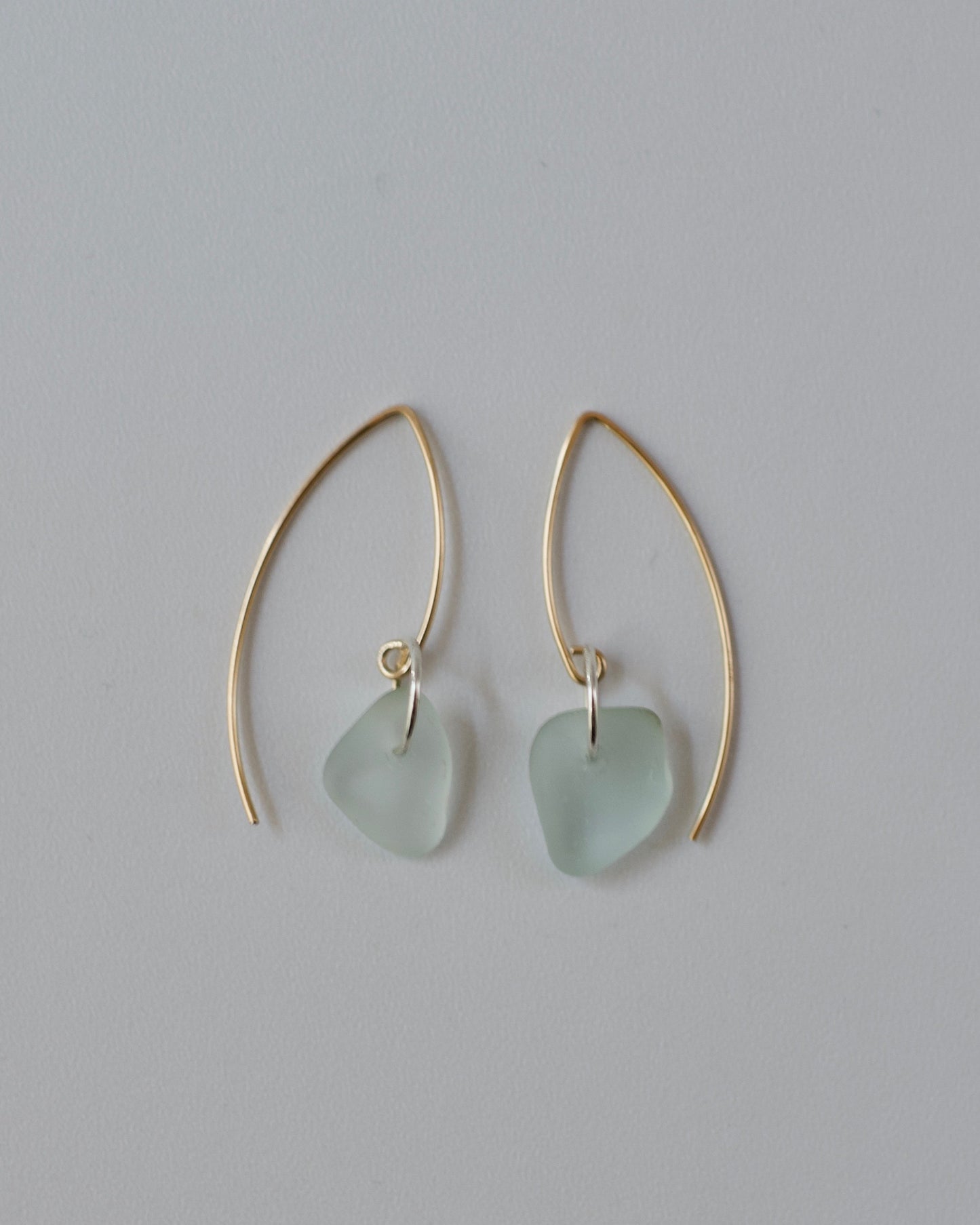 Autumn Drift Threader Earrings - Marquee Threader Beach Glass Earrings