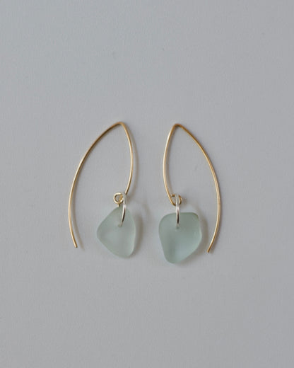 Autumn Drift Threader Earrings - Marquee Threader Beach Glass Earrings