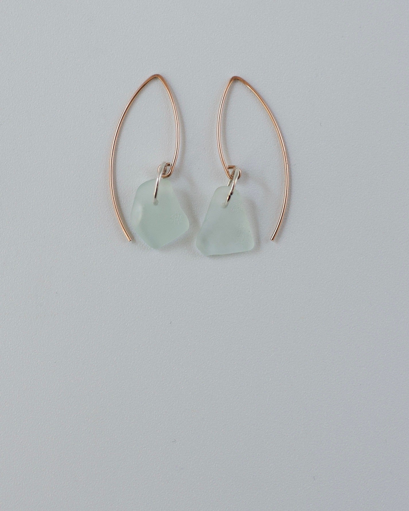 Autumn Drift Threader Earrings - Marquee Threader Beach Glass Earrings