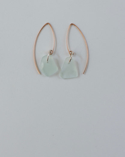 Autumn Drift Threader Earrings - Marquee Threader Beach Glass Earrings