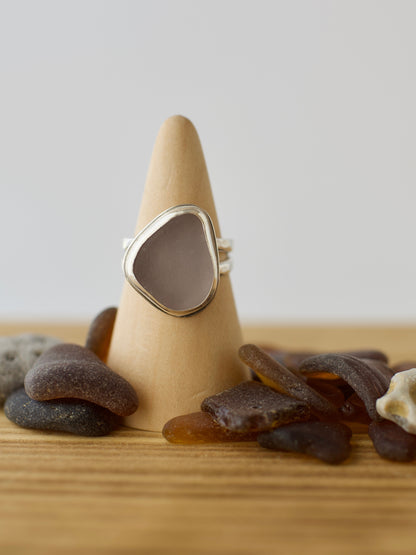 C. One-of-a-Kind Great Lakes Beach Glass Ring - Rare Lavender - Size 8.5