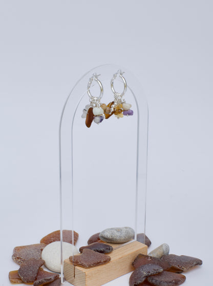 Gathered Charms - Build Your Own Hoop Charm Earrings - Beach Glass, Petoskey Stone, Moonstone, Citrine, Precious Metal Beads, Morado Opal