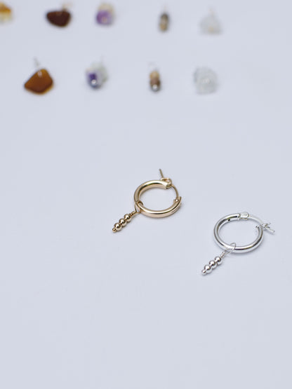 Gathered Charms - Build Your Own Hoop Charm Earrings - Beach Glass, Petoskey Stone, Moonstone, Citrine, Precious Metal Beads, Morado Opal
