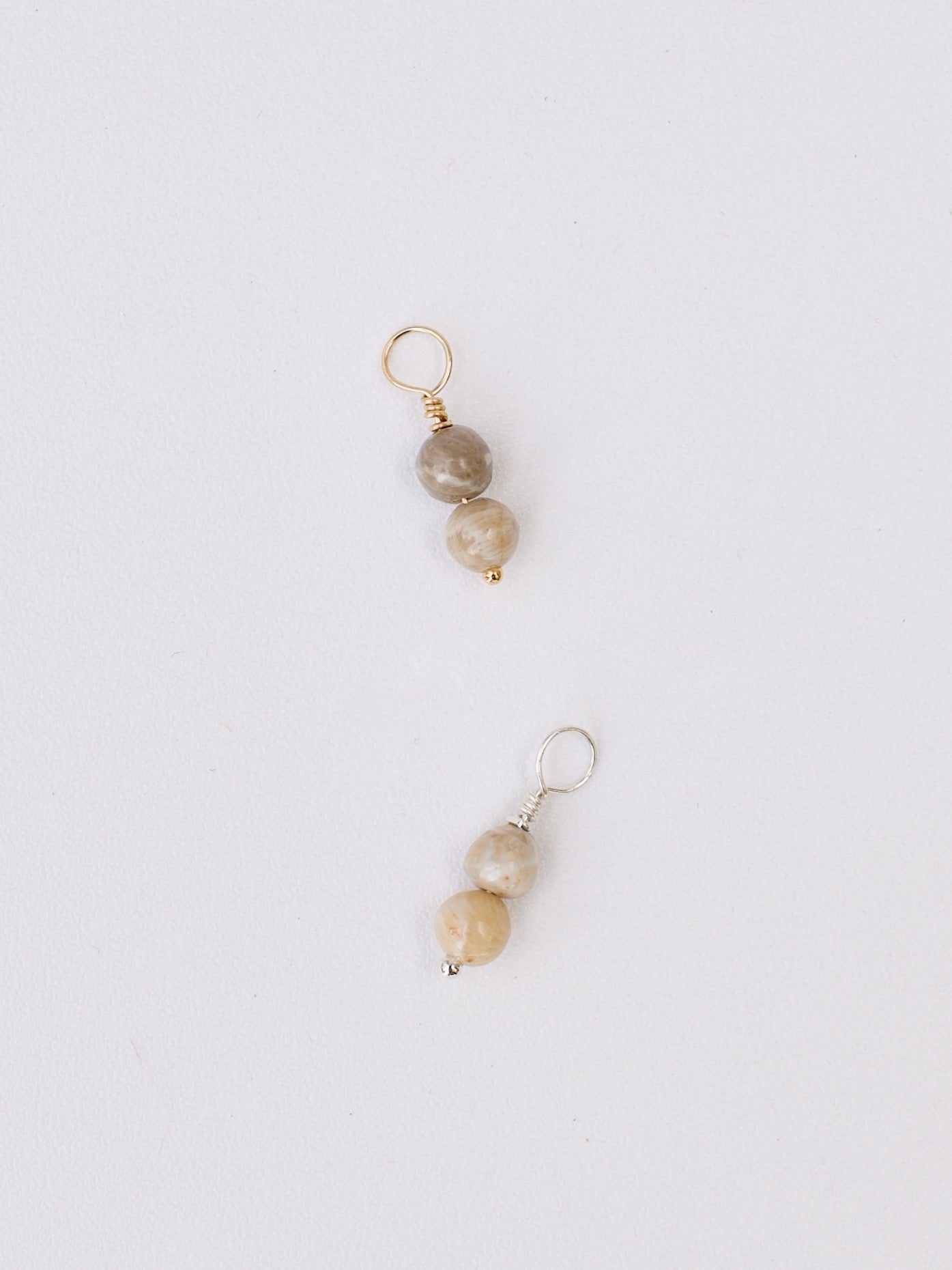Gathered Charms - Build Your Own Hoop Charm Earrings - Beach Glass, Petoskey Stone, Moonstone, Citrine, Precious Metal Beads, Morado Opal