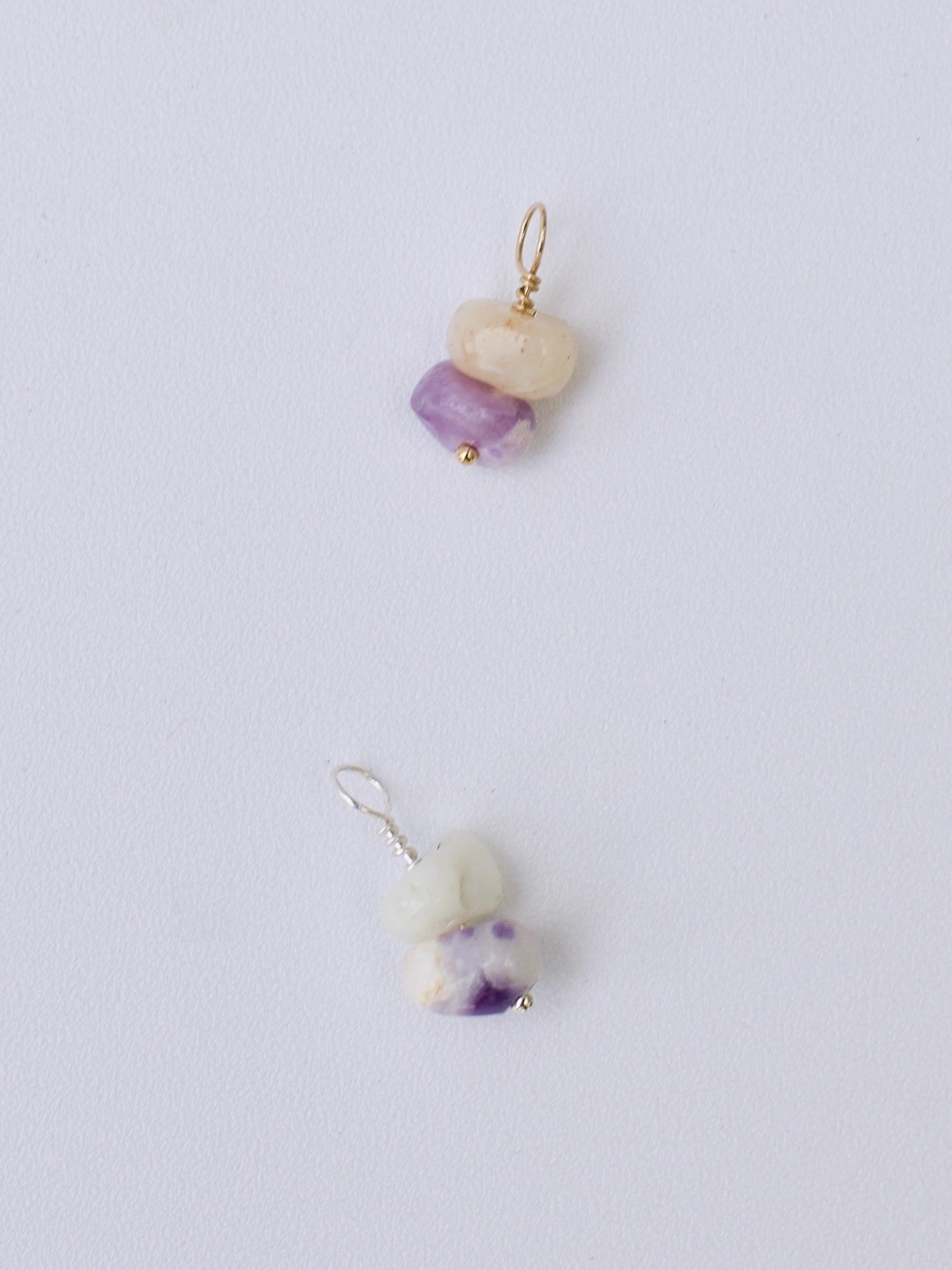 Gathered Charms - Build Your Own Hoop Charm Earrings - Beach Glass, Petoskey Stone, Moonstone, Citrine, Precious Metal Beads, Morado Opal