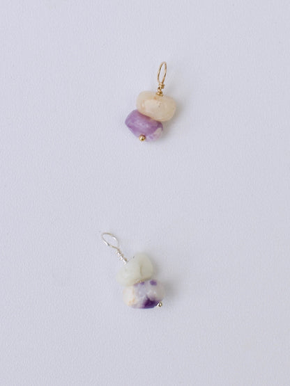 Gathered Charms - Build Your Own Hoop Charm Earrings - Beach Glass, Petoskey Stone, Moonstone, Citrine, Precious Metal Beads, Morado Opal