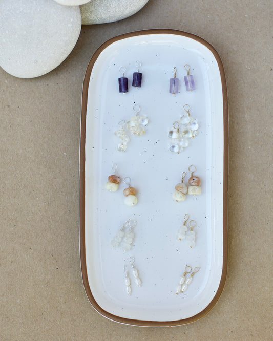 Harvest Moon Charms - Build Your Own Hoop Charm Earrings - Amethyst, Pearl, Faceted Moonstone, Citrine Drops, & Morado Opal