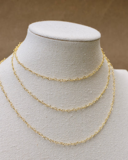Heart Chain, Premium USA Standard 14k Yellow & Rose Gold Fill, .925 Sterling - Heart Cable 13-21 inches