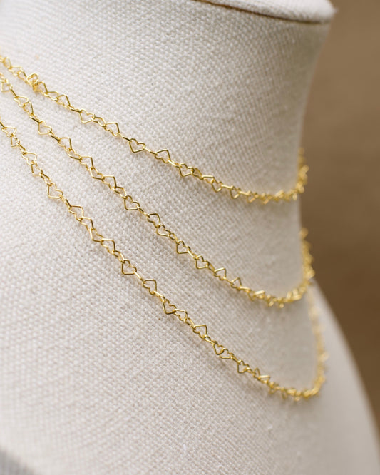 Heart Chain, Premium USA Standard 14k Yellow & Rose Gold Fill, .925 Sterling - Heart Cable 13-21 inches