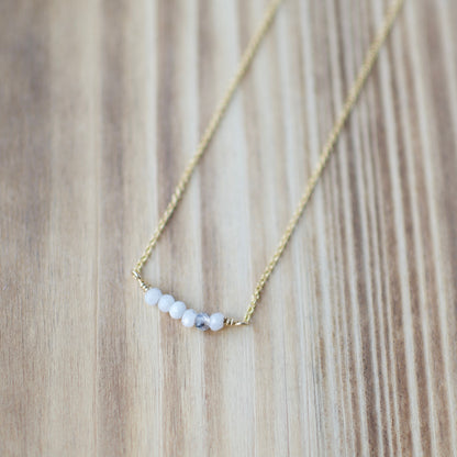 Moonstone Beads Bar Gold Fill Necklace