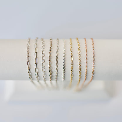 Necklace- Up to 16 inches Permanent Jewelry Chain 14k Yellow + Rose Gold Fill, and Sterling Silver