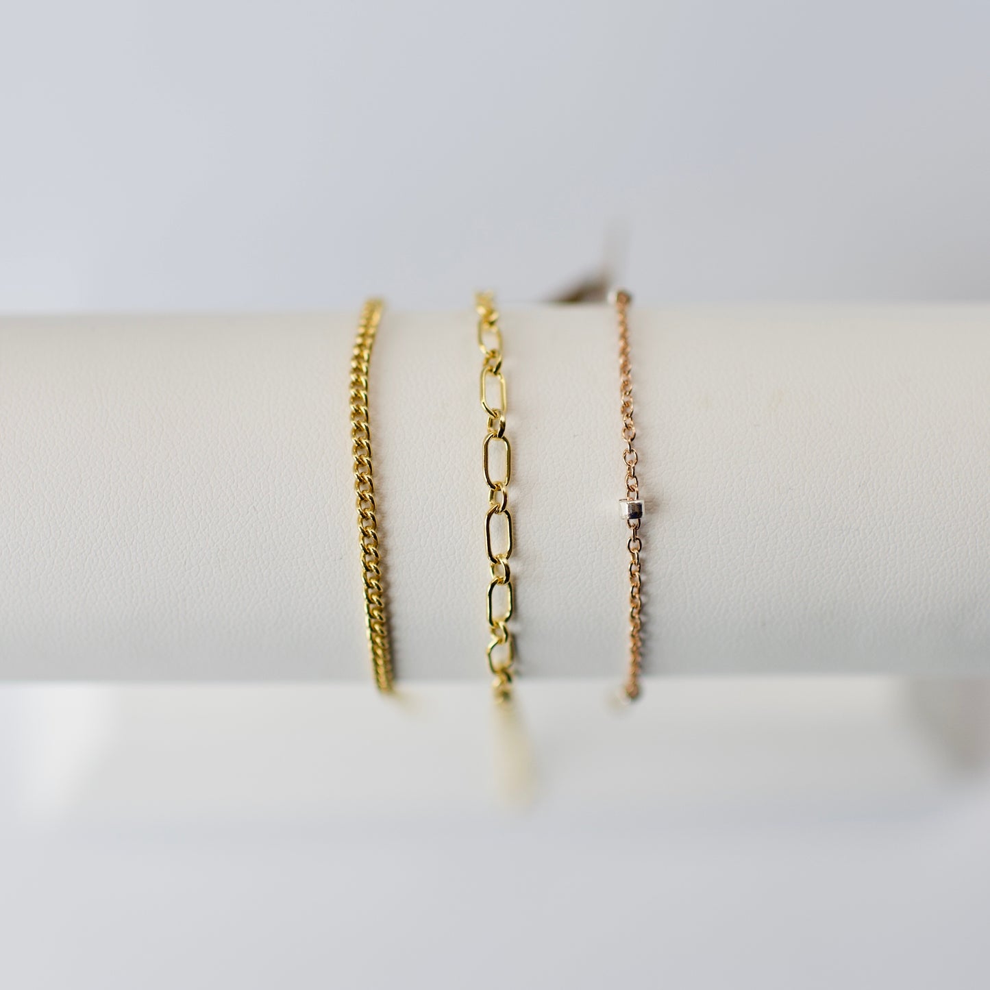 Bracelet- Permanent Jewelry Chain 14k Yellow + Rose Gold Fill, and Sterling Silver