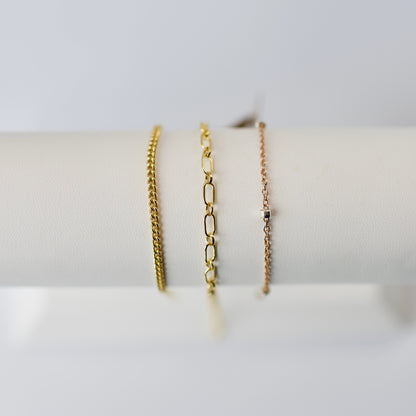Necklace- Up to 16 inches Permanent Jewelry Chain 14k Yellow + Rose Gold Fill, and Sterling Silver