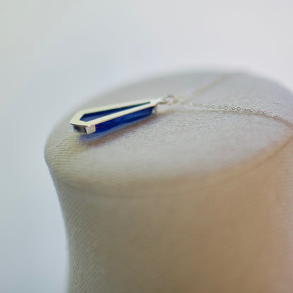 Lake Huron Formed Blue Beach Glass and Sterling Silver Pendant