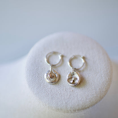 Lake Michigan Formed Sterling Drops on Sterling Hoop Earrings