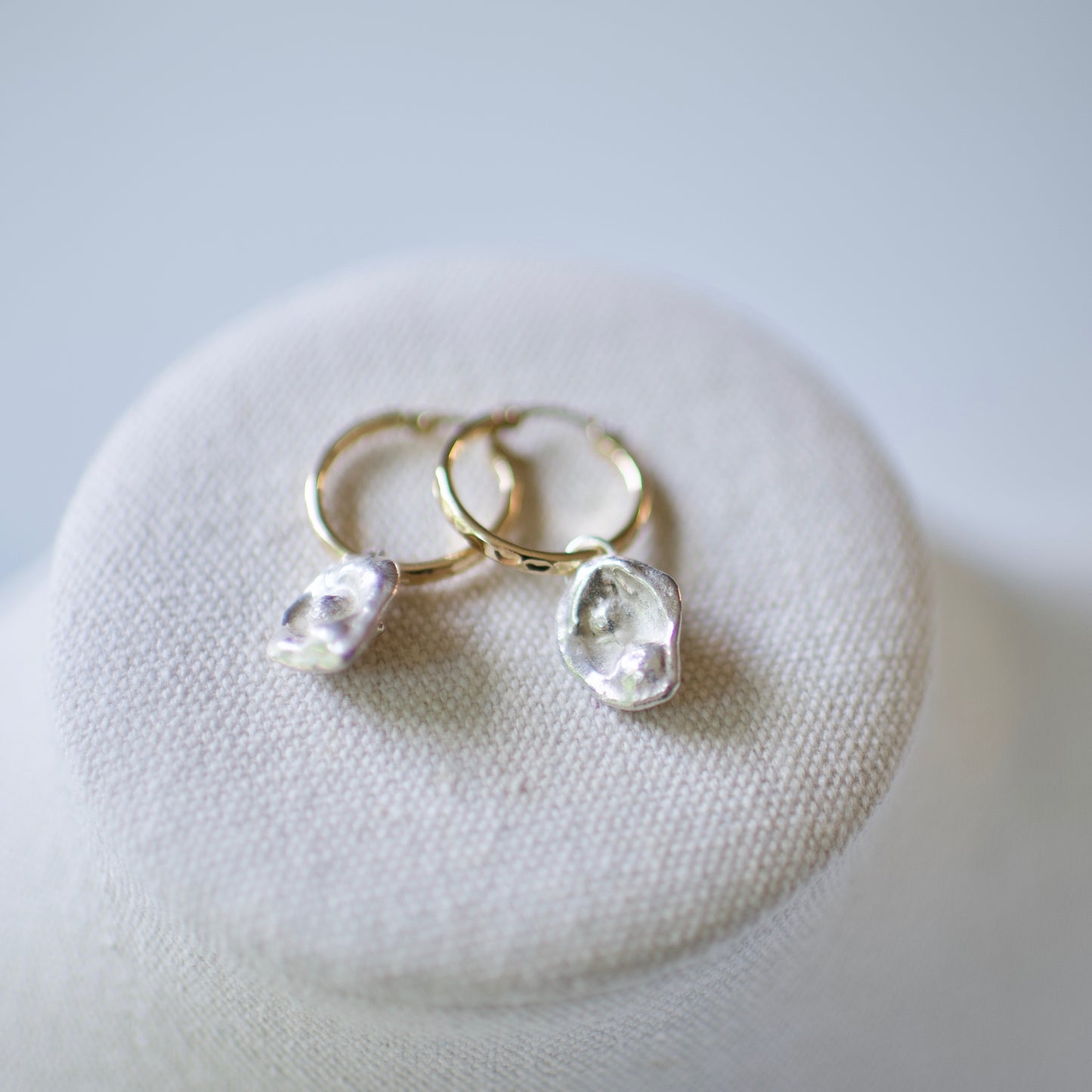 Lake Michigan Formed Drops on 14k Gold Fill Hoop Earrings