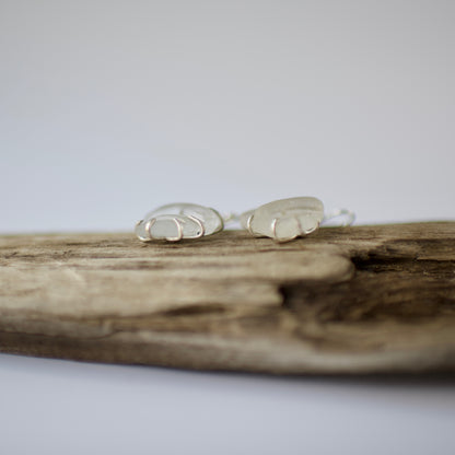 White Beach Glass Prong Set Earrings