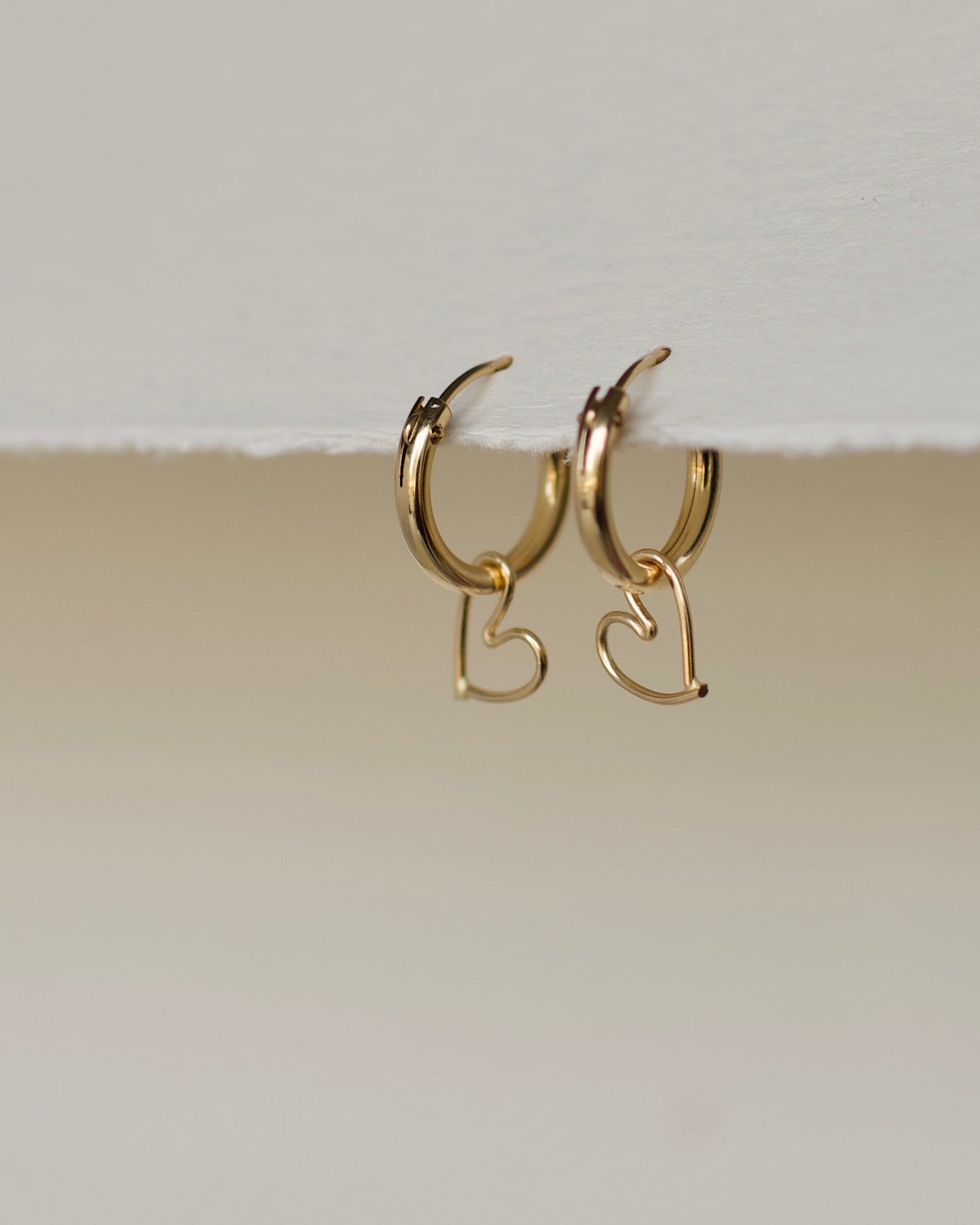 I Found Where My Heart Belongs - Bold Hoops with Heart Charms in 14k USA Gold Fill