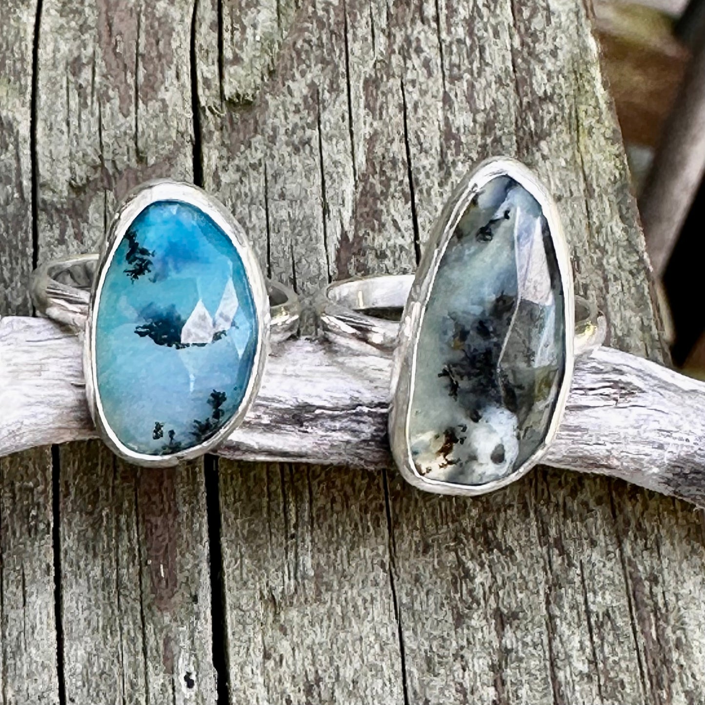 Peruvian Blue Opal set in Sterling Silver Size 7.5