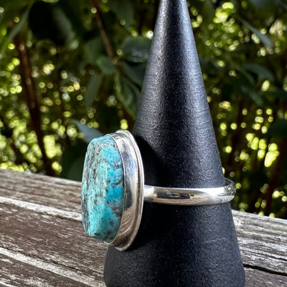 Natural Kingman Turquoise Sterling Silver Ring Size 9
