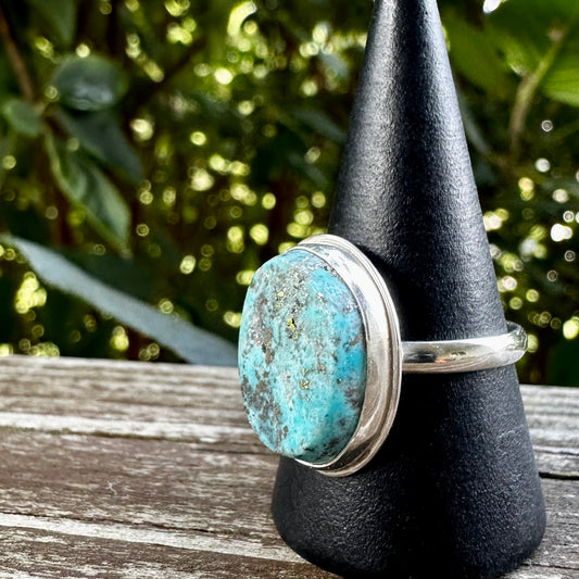 Natural Kingman Turquoise Sterling Silver Ring Size 10