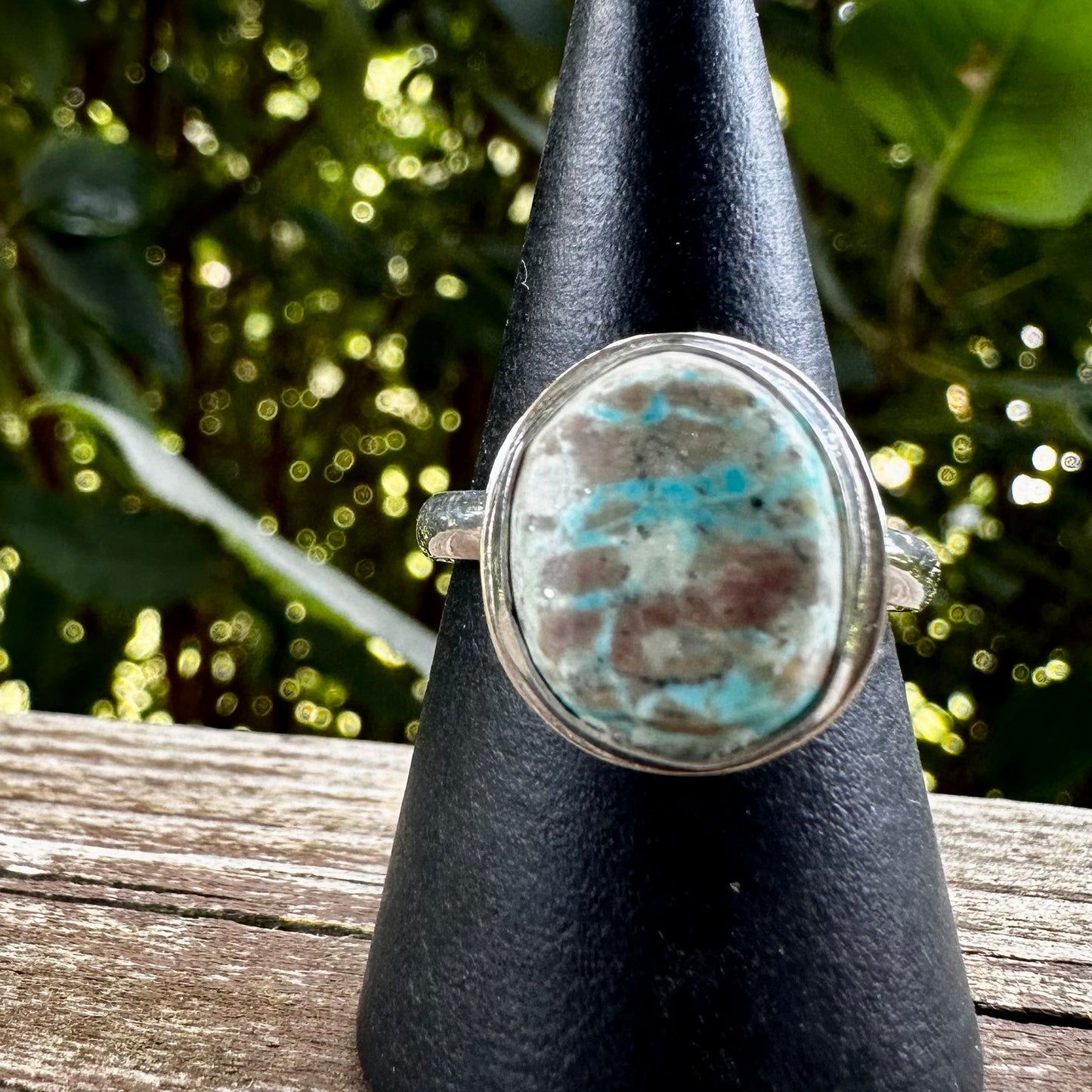 Natural Kingman Turquoise in Sterling Silver Ring Size 7