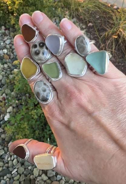 Petoskey Stone One-of-a-Kind Great Lakes Ring  - Size 6, 7, 8.5