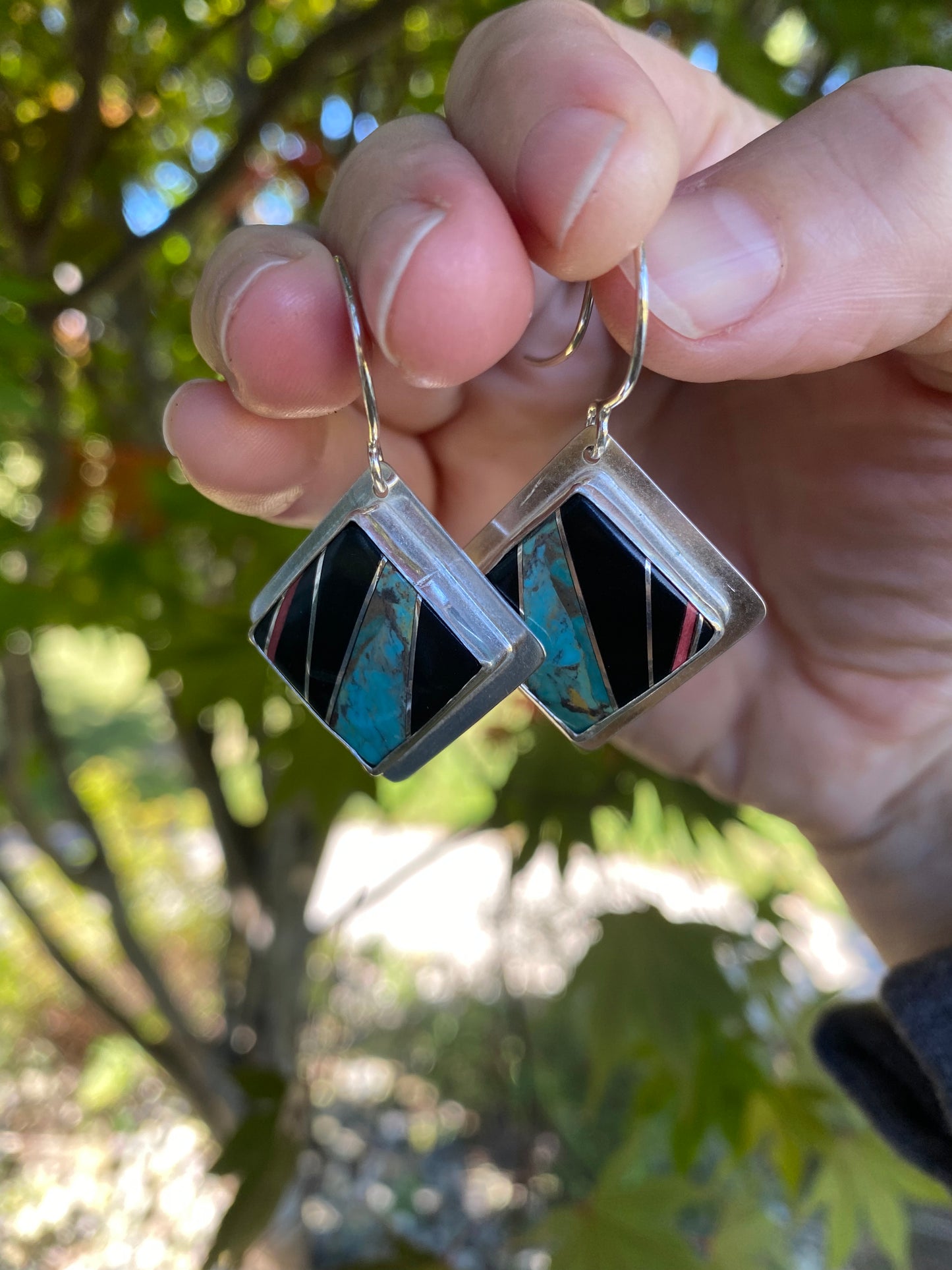 Square Inlay Turquoise Cab Dangles